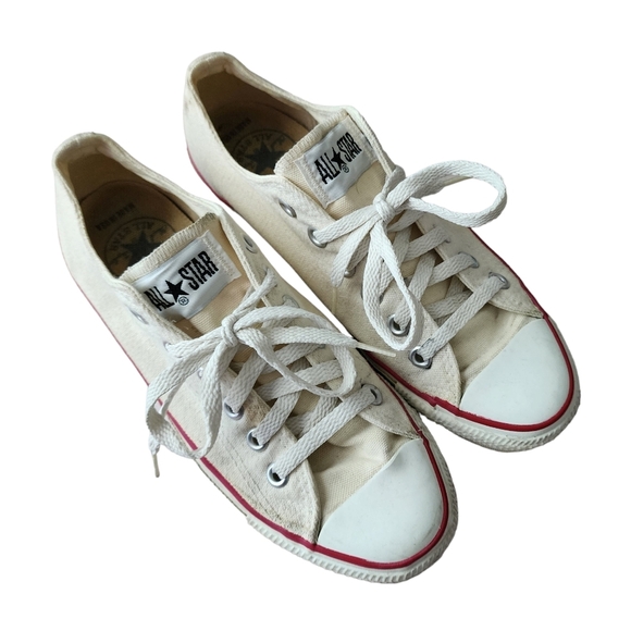 CONVERSE x VINTAGE Chuck taylor 80's white‎ low top sneakers USA Made men's 5 - Picture 4 of 16